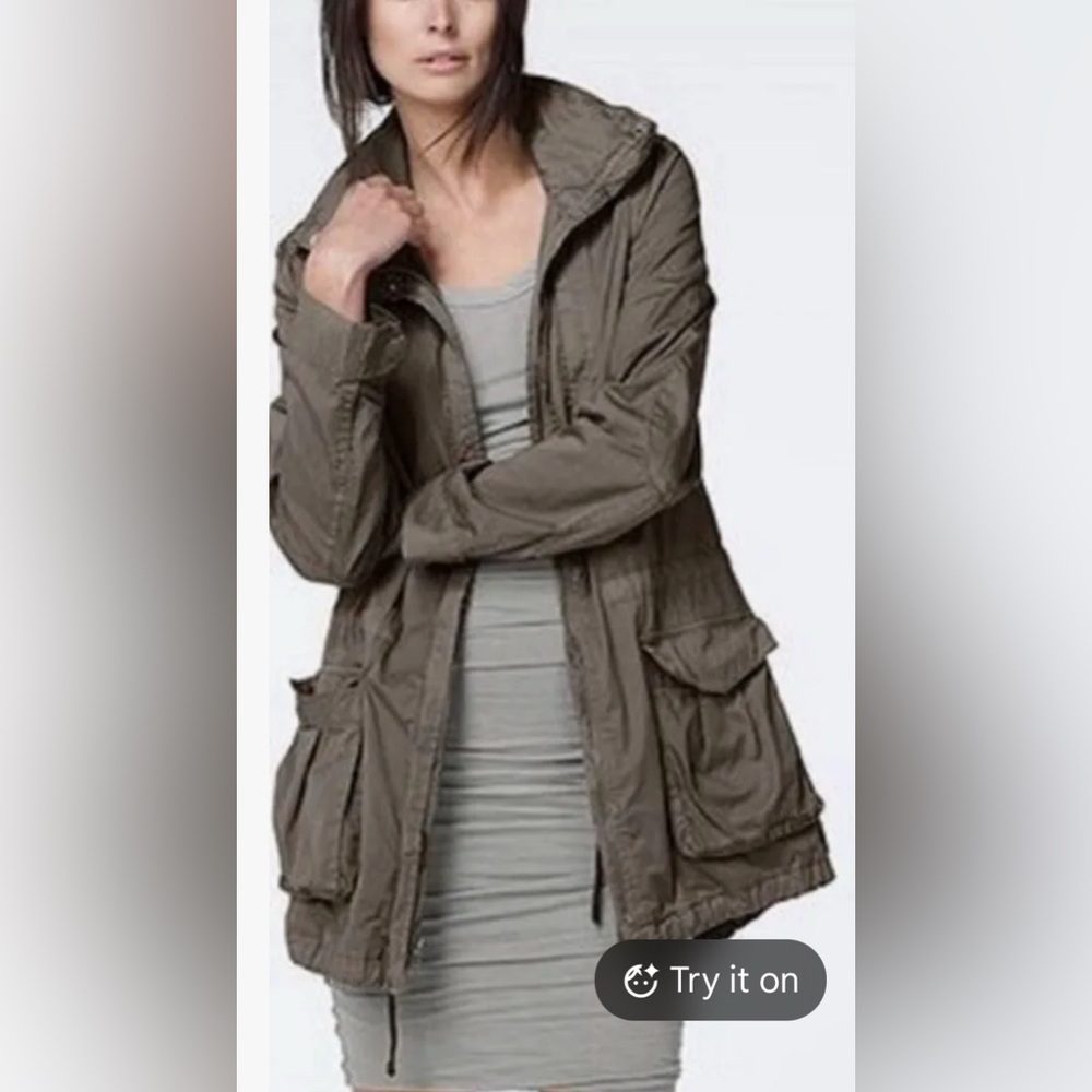 James Perse‎ Standard Yosemite utility jacket parka coat grey gray green hood M
